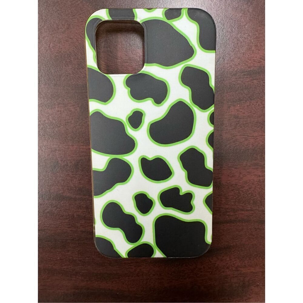 Cow Print with Green IPhone 12 Phone Case